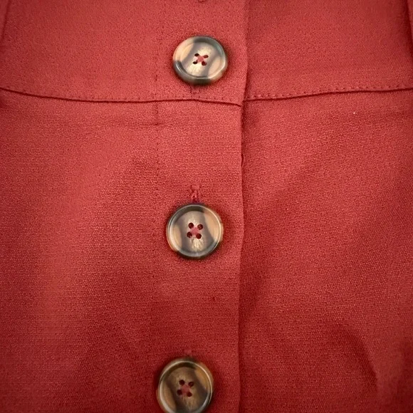 Rust Button Front Mini Skirt - Picture 3 of 7